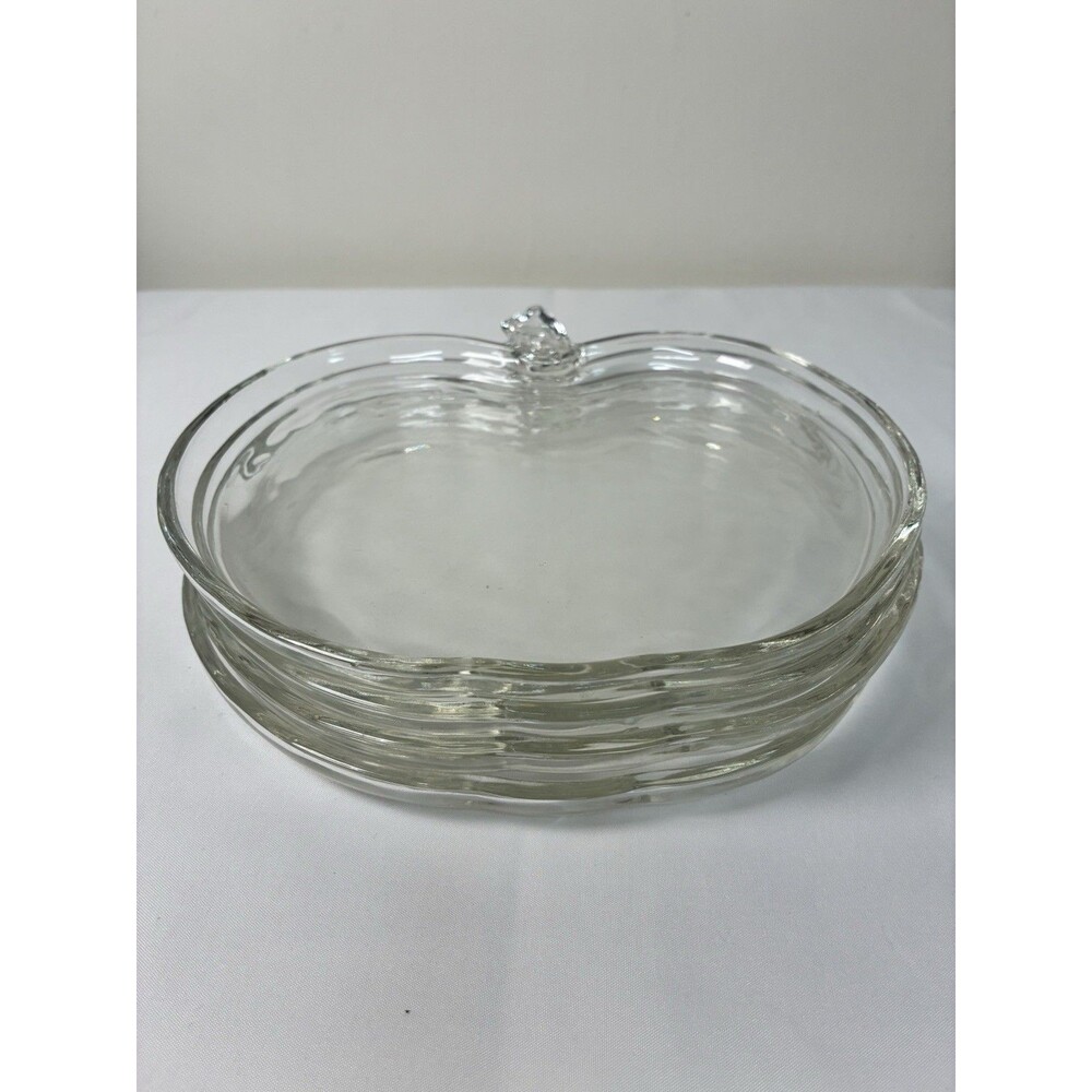 Set of 4 Hazel Atlas Vintage Glass Apple/Pumpkin Glass Plates